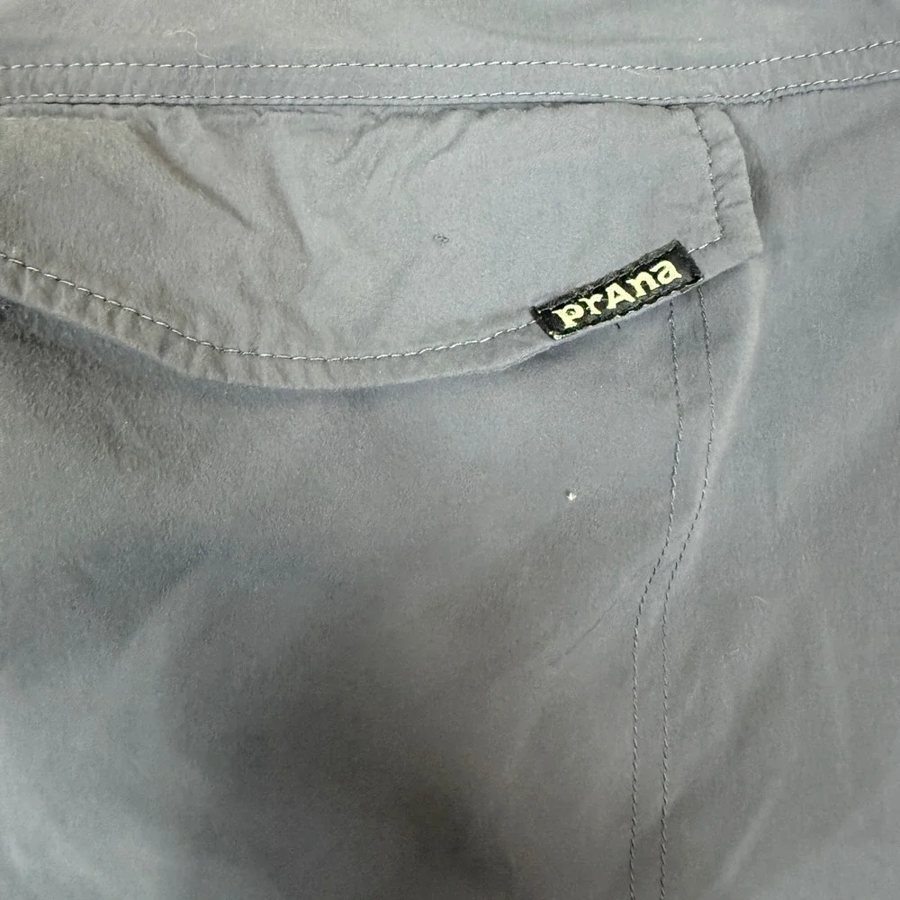 Prana Zion Mens Cargo Hiking Pants Blue Grey Stretch Nylon Belted Outdoor 38x32